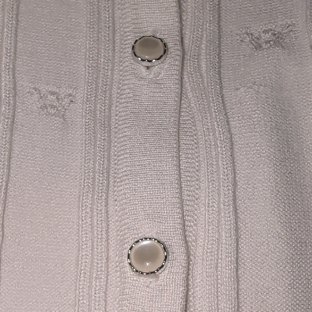 Women's White Ribbed Button-Front Cardigan - Picture 2 of 7
